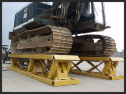 A custom-built dual platform scissor lift.